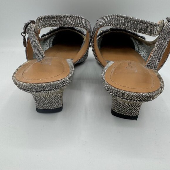 J. Renee Strovanni Slingback Pump Pewter Beaded Rhinestone, Lacy Mesh Silver 7W - Picture 5 of 8
